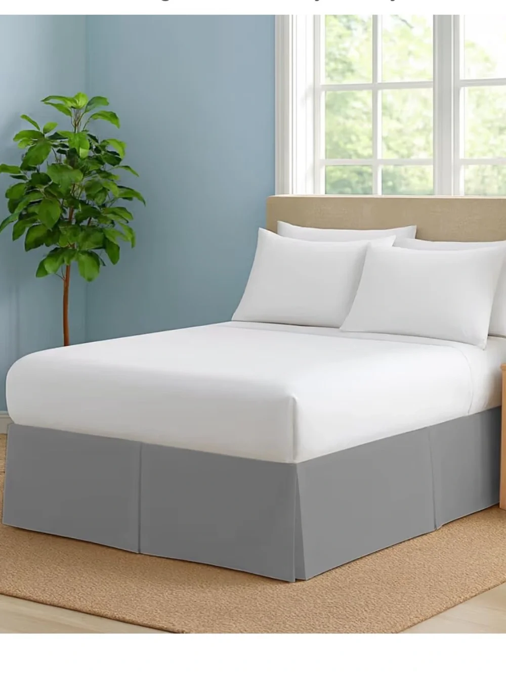 KING Bed Skirt 9” Drop Tailored Fit Split Corner 100% Cotton - Dark Gray